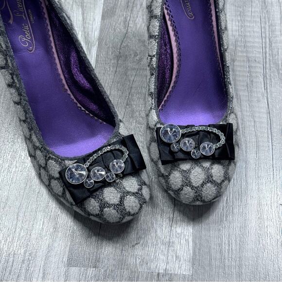 Poetic License Polka Dot Rhinestone Bow Heels Pumps Size 39 8.5 US Y2K Coquette - Picture 2 of 6